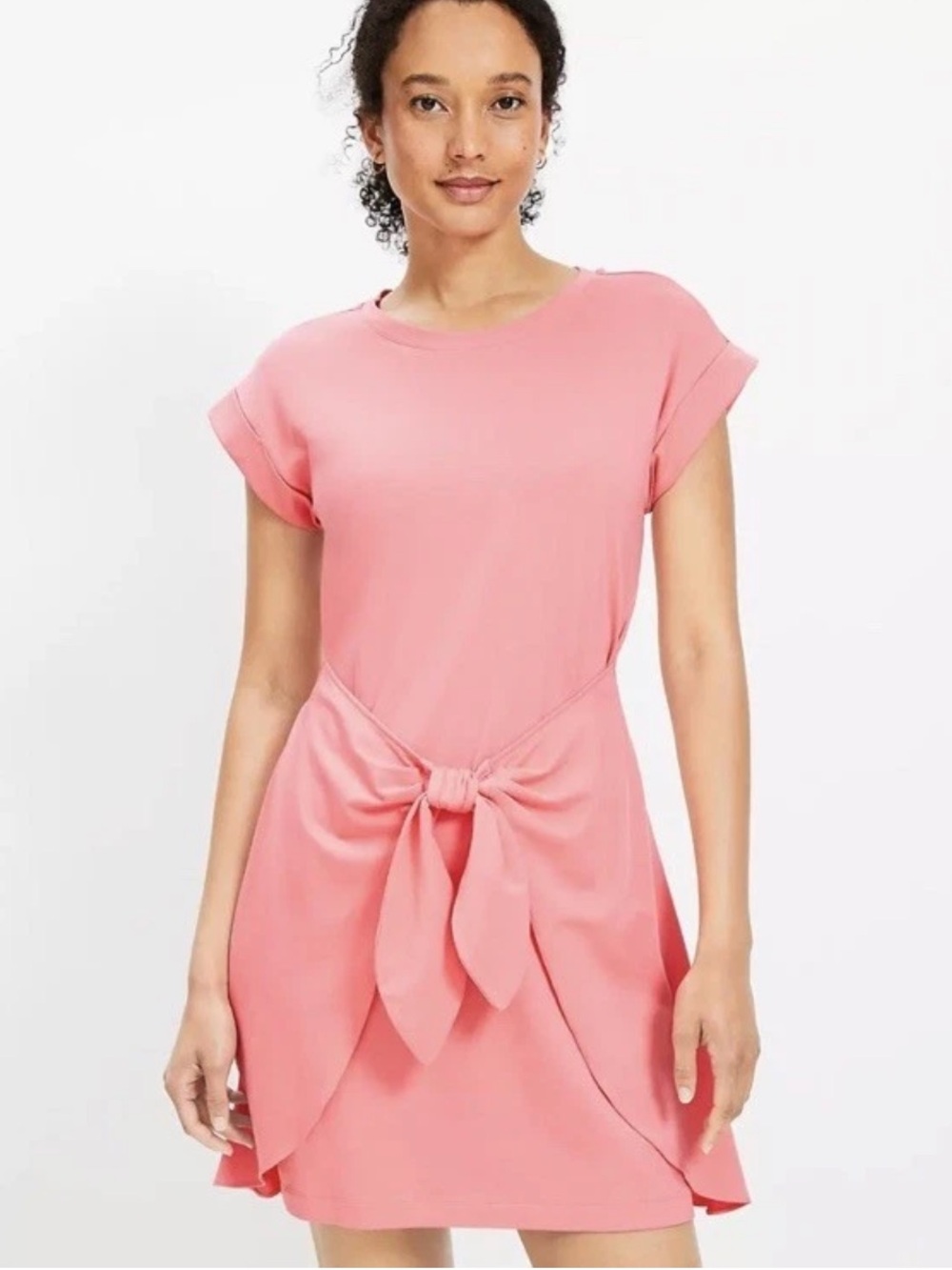 Loft Pink Tie-Front Short Sleeve Dress size xs